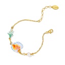 Fish Coral And Pearl Enamel Thin Bracelet