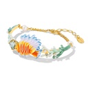 Fish Coral And Pearl Enamel Cuff Bangle Chain Bracelet1