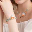 Fish Coral And Pearl Enamel Cuff Bangle Chain Bracelet2