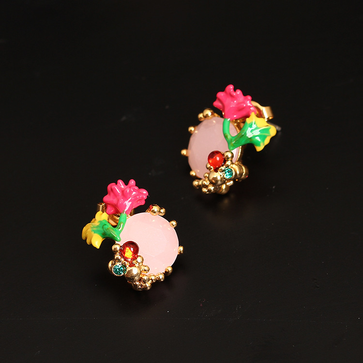 Enamel Glazed Crystal Rhinestone Letter Long Tassel Hook Earrings