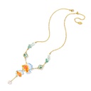 Fish Coral And Pearl Enamel Pendant Necklace1