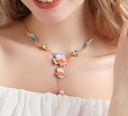 Fish Coral And Pearl Enamel Pendant Necklace3