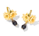 Yellow Flower Cardenia Crystal Drop Enamel Hook Earrings Jewelry Gift1