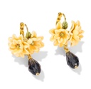 Yellow Flower Cardenia Crystal Drop Enamel Hook Earrings Jewelry Gift2