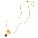Yellow Flower Cardenia Crystal Drop Enamel Pendant Necklace Jewelry Gift1