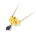 Yellow Flower Cardenia Crystal Drop Enamel Pendant Necklace Jewelry Gift2