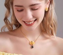 Yellow Flower Cardenia Crystal Drop Enamel Pendant Necklace Jewelry Gift3