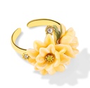 Yellow Flower Cardenia Crystal Enamel Adjustable Ring Jewelry Gift1