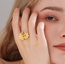 Yellow Flower Cardenia Crystal Enamel Adjustable Ring Jewelry Gift3