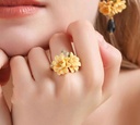 Yellow Flower Cardenia Crystal Enamel Adjustable Ring Jewelry Gift2