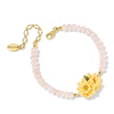 Yellow Flower Cardenia Pearl Enamel Strand BraceletAdjustable Ring Jewelry Gift2