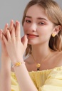 Yellow Flower Cardenia Pearl Enamel Strand BraceletAdjustable Ring Jewelry Gift4