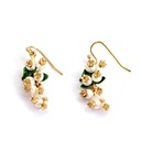 Enamel Glazed Leaf Natural Pearl Hook Earrings Necklace Set  Gold Plated Copper
