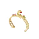 Enamel Glazed Rose Flower Inlaid Gemstone Golden Snake Hollow Zircon Open Bracelet