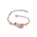 Enamel Glazed Owl Maple Zircon Gold Plated  Adjustable Bracelet