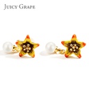 Enamel Glazed Daisy Flower Stud Earrings 925 Silver Needle