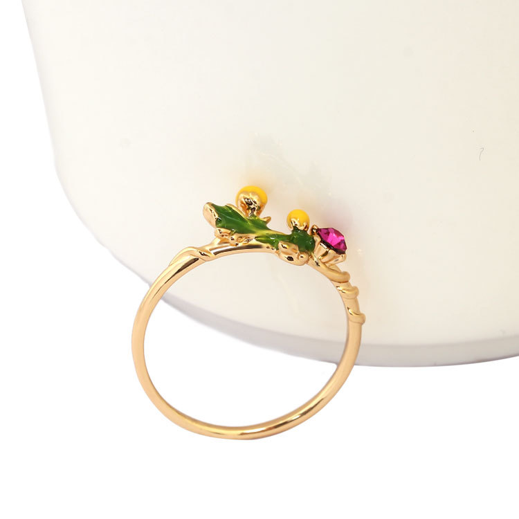 Enamel Yellow Bud Finger Ring Sweet Princess European Style Jewelry