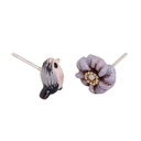 Bird Flower Asymmetry Enamel Earrings Jewelry Stud Earrings