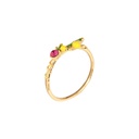 Enamel Glazed Pink Flower Green Leaf Peony Stud Earrings Zircon Gold Plated 925 Silver Needle