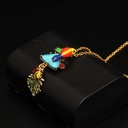 Enamel Glazed Flower Scorpion Gemstone Stud Clip Hook Earrings Gold Plated Copper