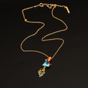 Enamel Mix Colar Parrot Blue Pine Shi Shuye Triangle Natural Stone Necklace