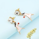 Fairy Tale Series Snow Princess Zircon Enamel Stud Clip Earrings