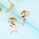 Enamel Glazed Flower Tassel Inlaid Zircon Earrings 18K Gold Plated