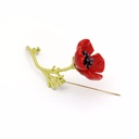 Festive Red Big Flower Brooch Vintage Badge Copper Metal Pins