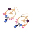 Enamel Glazed Kingfisher Cherry Blossom Czech Rhinestone Blue Bird Flower Adjustable Bracelet