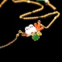 Enamel Snow Owl Baby Crystal Owl Necklace /Clavicle Chain