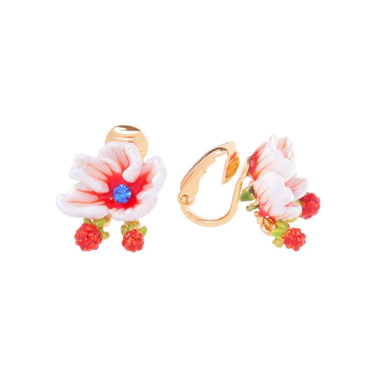Enamel Glazed Rose Flower Inlaid Gemstone Golden Snake Hollow Zircon Open Bracelet