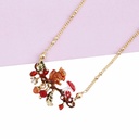 Enamel Glazed Rose Flower Inlaid Gemstone Golden Snake Hollow Zircon Open Bracelet