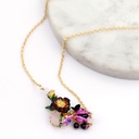 Enamel Glazed Rose Flower Ladybug Crystal Rhinestone Irregular Clavicle Chain Necklace