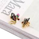 Bird Blossom 925 Silver Needle Enamel Earrings Jewelry Stud Earrings