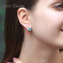 Flower Cherry Gem Enamel Earrings Jewelry Stud Earrings