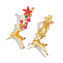 Enamel Glazed Star Flower Pearl Stud Earrings 925 Silver Needle