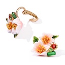 Flower Gem Hand Painted Enamel Glaze Stud Clip Earrings