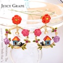 Enamel Glazed Starry Sky Cute Cat Inlaid Zircon 925 Silver Clavicle Chain Necklace