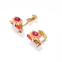 Enamel Glazed Sun Moon Star Asymmetric Zircon Crystal Stud Earrings