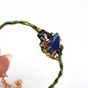Black Cat Kitty Sapphire Jewelry Enamel Bracelet