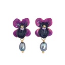 Flower Pearl Pendant Enamel Earrings Jewelry Stud Clip Hook Earrings