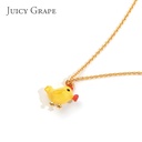 Enamel Glazed Yellow Chick Inlaid Gem Clavicle Chain Necklace