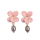 Flower Pearl Pendant Enamel Earrings Jewelry Stud Clip Hook Earrings