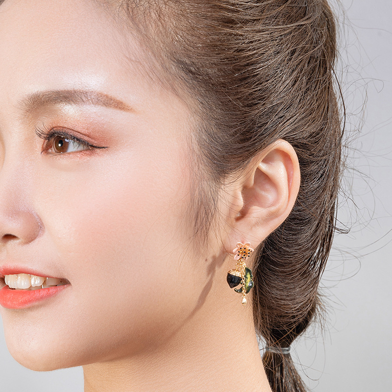 Flower Diamond 3 Pair Enamel Earrings Jewelry Stud Earrings