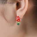 Enamel Glazed Red Chomper Flower Stud Earrings 925 Silver Needle