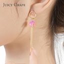 Enamel Glazed Flower Tassel Inlaid Zircon Earrings 18K Gold Plated