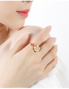 Flower Gem Hand Painted Enamel Glaze Stud Clip Earrings
