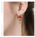 Flower Gem Hand Painted Enamel Glaze Stud Clip Earrings