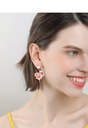 Flower Gem Hand Painted Enamel Glaze Stud Clip Earrings
