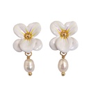 Flower Pearl Pendant Enamel Earrings Jewelry Stud Clip Hook Earrings